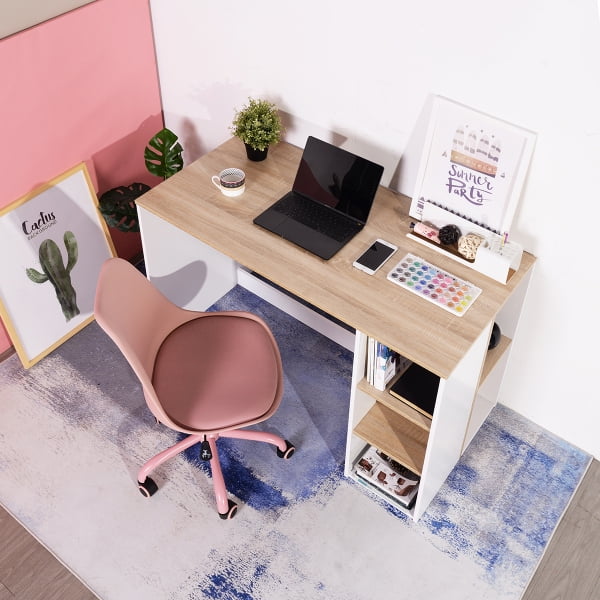 Escritorio de Computadora FurnitureR BRENTON MDF Blanco Haya