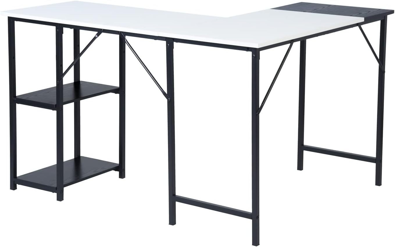 GOMYHOME Escritorio para computadora en Forma de L Escritorio para Juegos de computadora Estación de Trabajo para Escritura Cinturón de Estudio para Oficina en casa Escritorio Grande de 124 cm (Negro)