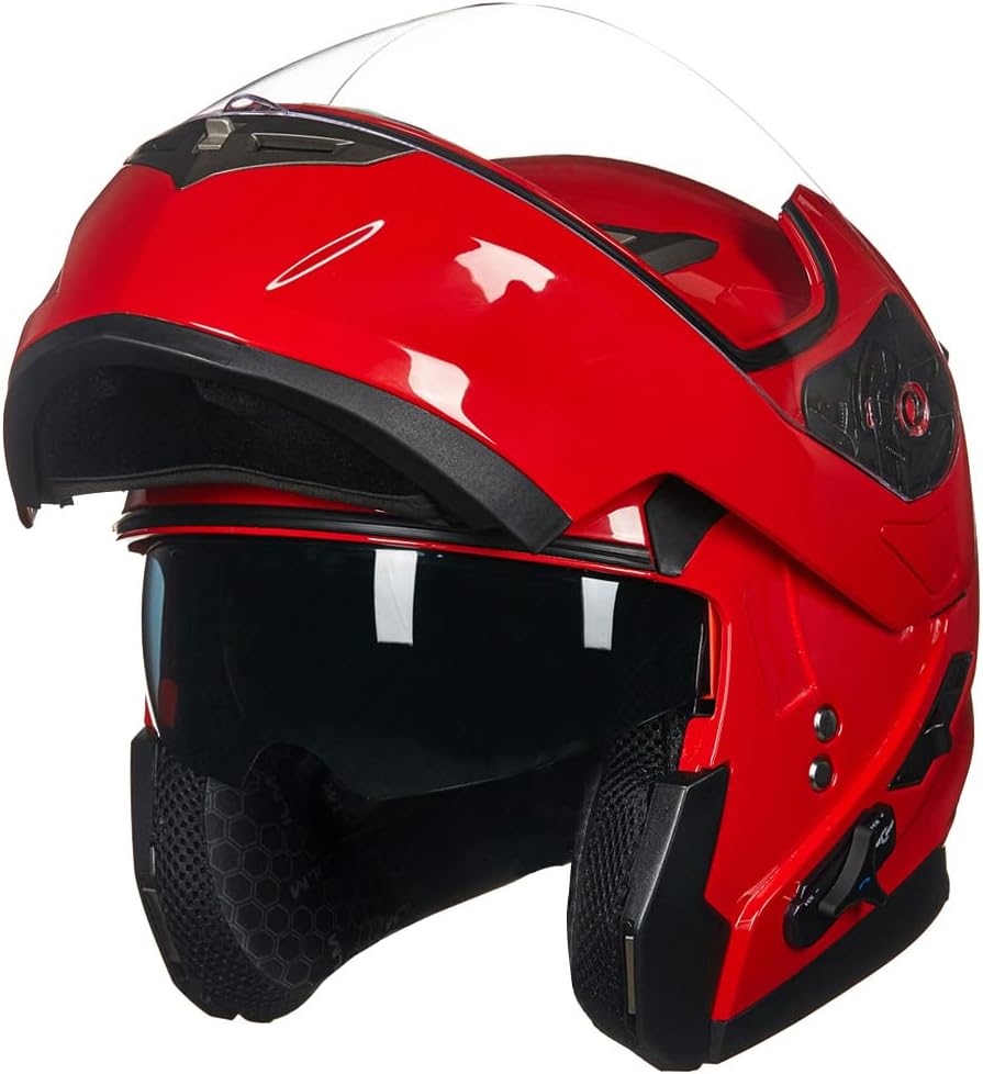 ILM - Casco de Motocicleta Modular Integrado con Bluetooth, con protección Solar para Mp3, Modelo 953/953 Pro.
