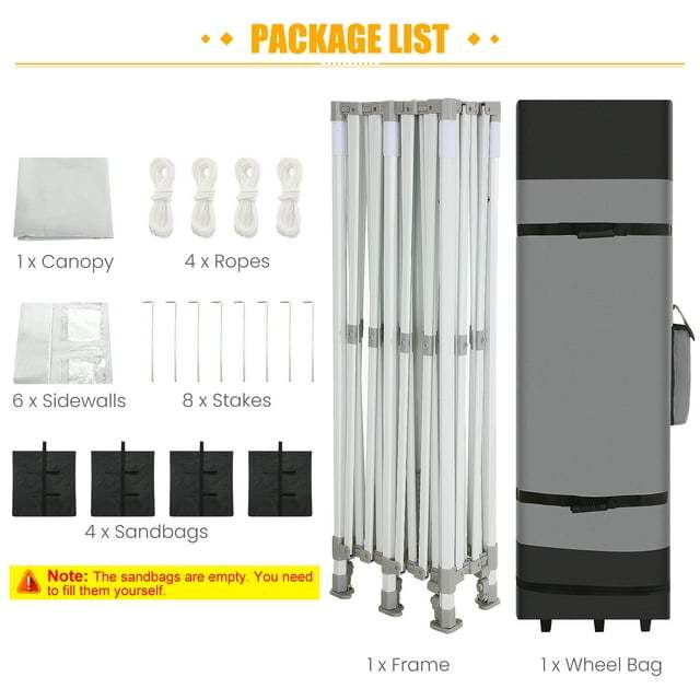 10'x20' Pop up Canopy Tent Heavy Duty Party Tent with 6 Removable Sidewalls, Outdoor Waterproof & Party Wedding Gazebo with Roller Bag, 4 Sandbag