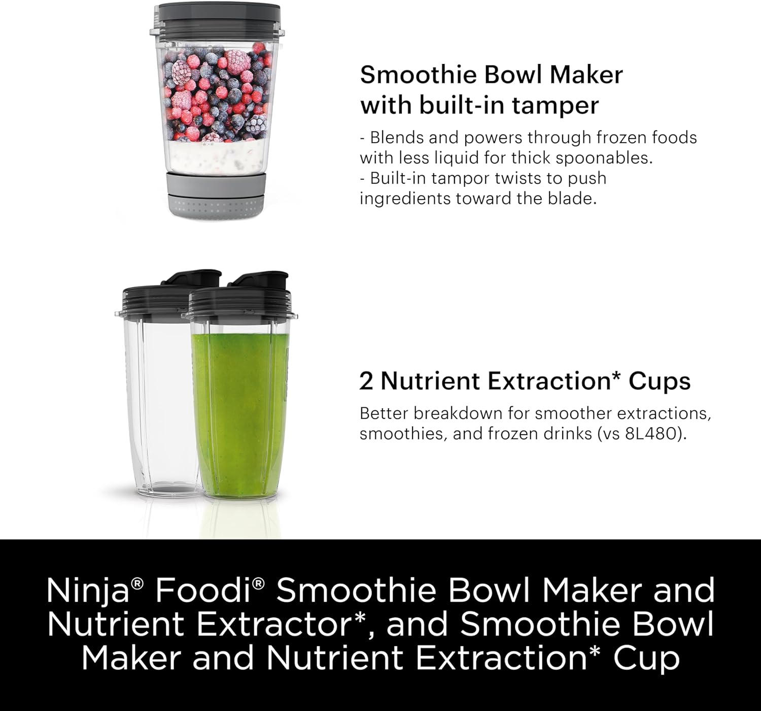 Ninja - Extractor nutricional, licuadora personal con 2 vasos + 2 batidoras SS101