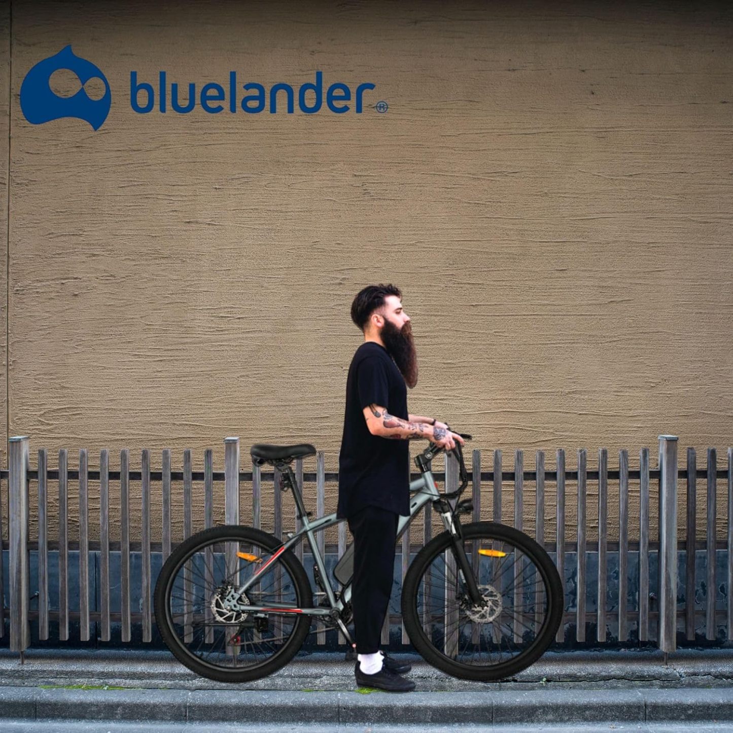 Bluelander Bicicleta Eléctrica para Adultos, Bicicleta Electrica Rodada 26, Velocidad Máxima de 32 km/h, 7 Velocidades, Potencia del Motor de 36 V/350 W, Pantalla, Frenos de Disco