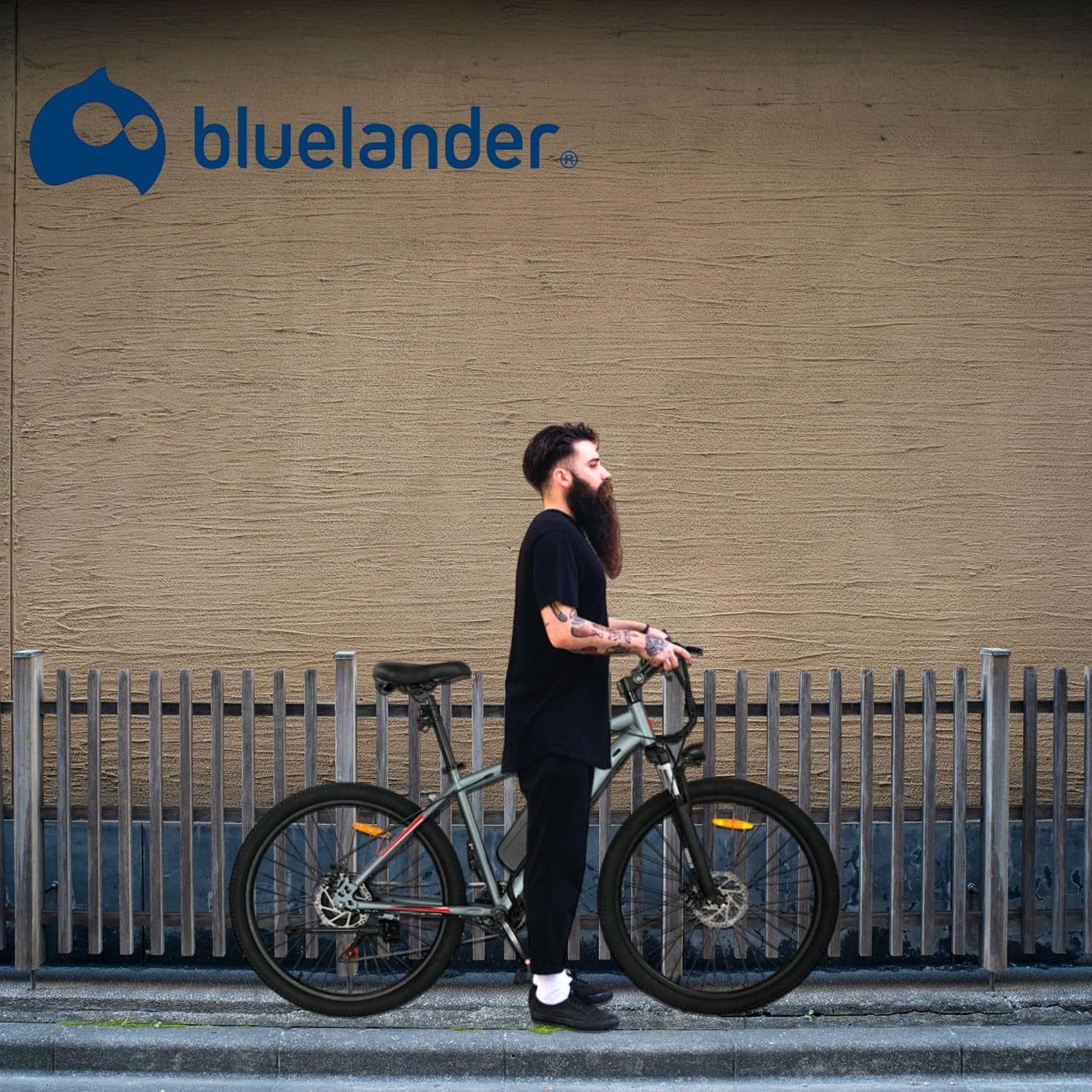 Bluelander Bicicleta Eléctrica para Adultos, Bicicleta Electrica Rodada 26, Velocidad Máxima de 32 km/h, 7 Velocidades, Potencia del Motor de 36 V/350 W, Pantalla, Frenos de Disco