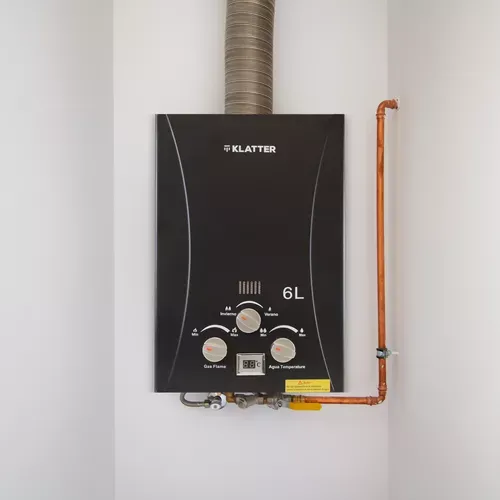 Calentador De Paso Instantáneo 6l Agua A Gas Glp Eliminador Color Negro