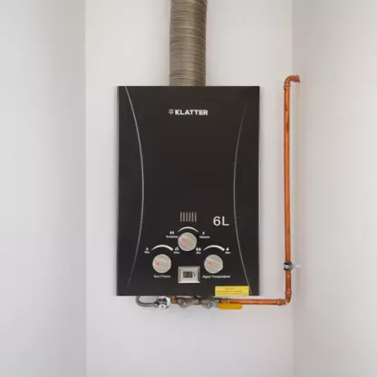 Calentador De Paso Instantáneo 6l Agua A Gas Glp Eliminador Color Negro