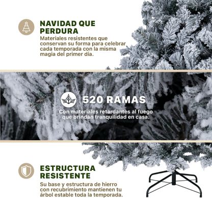 ESQUIMAL Árbol de Navidad Frondoso con Ramas Escarchadas, Pino Navideño (Azul Nevado, 1.8 m)