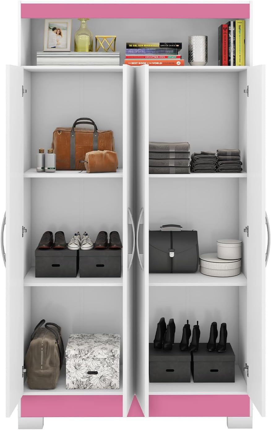 Skal Living Armario Multifuncional 4 Puertas Blanco/Rosa NT4040-BL