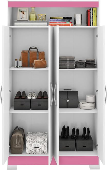Skal Living Armario Multifuncional 4 Puertas Blanco/Rosa NT4040-BL