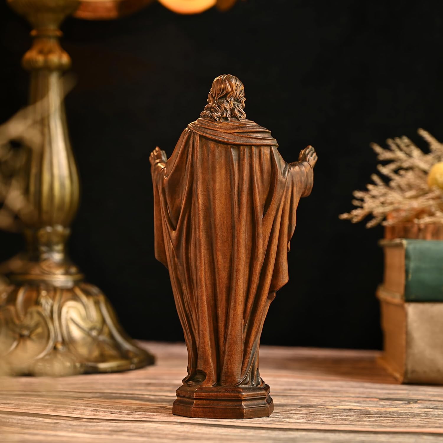 BGCOPPER - Estatua de madera de Virgen María, adorno de figura virgen católica, regalo religioso para decoración del hogar, Navidad, 8.6 pulgadas