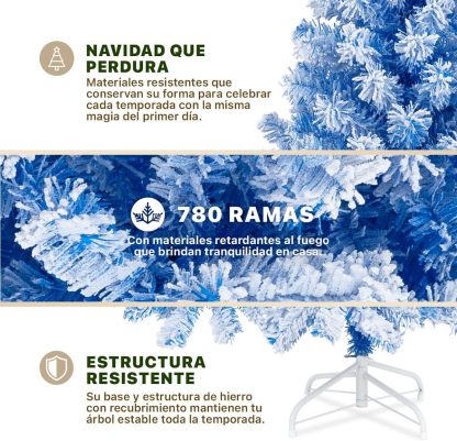 ESQUIMAL Árbol de Navidad Frondoso con Ramas Escarchadas, Pino Navideño (Azul Nevado, 1.8 m)