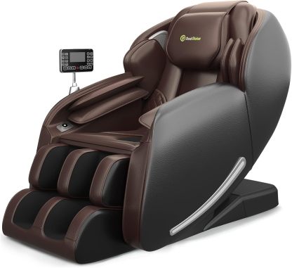 Real Relax - Silla de Masaje Favor-06, Cuerpo Completo Zero Gravity SL-Track Shiatsu Silla reclinable de Masaje con Control de aplicación, Color café