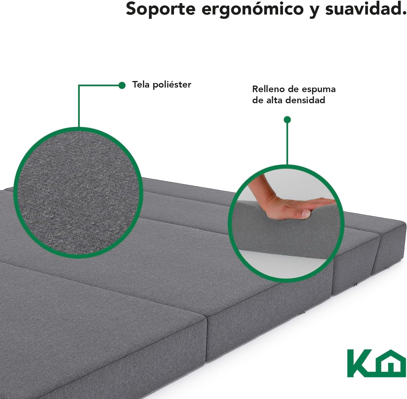 Kingshouse | Sofá Cama Matrimonial Plegable - Sillón Multifuncional y Convertible 2 en 1 - Relleno de Espuma de Alta Densidad - Funda Desmontable - Soporte Ergonómico y Suavidad Hogar, Sala, Recámara