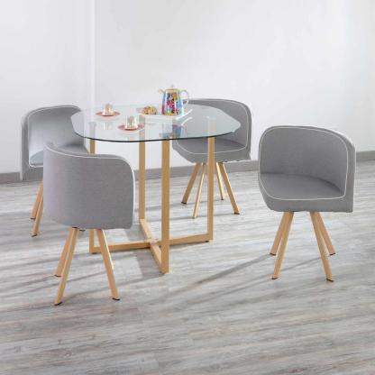 Comedor Graph 4 Sillas Mesa Rectangular 100x100x75 cm Natural/Transparente