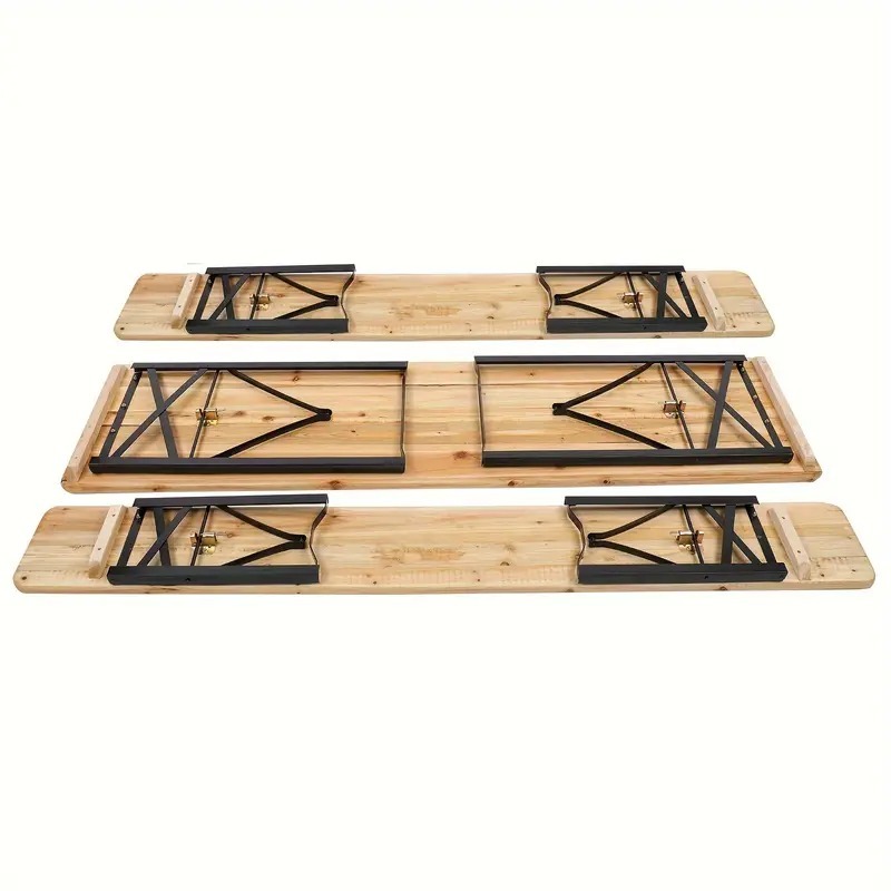 Conjunto De Mesa Y Banco Plegable De Dos Patas, Mesa De Picnic Con Tapa De Madera Plegable, Conjunto De Muebles De Exterior De Madera Maciza Para Actividades Al Aire Libre Y Jardín