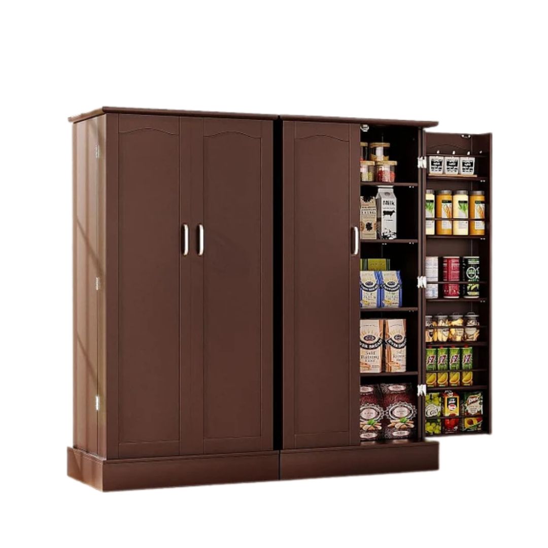 kepptory - clóset de despensa de 47 pulgadas, clóset de almacenamiento de despensa de cocina con puertas y estantes ajustables, aparador no empotrado café para sala de estar y comedor, resistente y