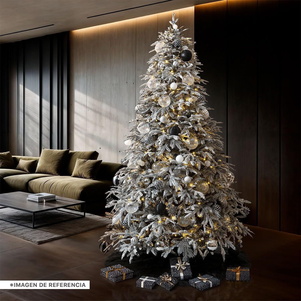 ESQUIMAL Árbol de Navidad Escarchado Ramas PVC y PE, Cedro del Himalaya Frondoso (Verde Nevado, 1.8 m)