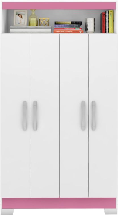 Skal Living Armario Multifuncional 4 Puertas Blanco/Rosa NT4040-BL