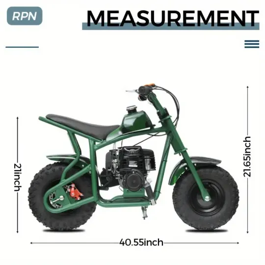 50CC 2-Tiempos Mini Dirt Bike, Motocicleta todoterreno a gasolina, Hasta 20 MPH, Cuenta con frenos de disco, asiento acolchado suave, paseos suaves y aprobación de la EPA, Soporta hasta 165 libras.