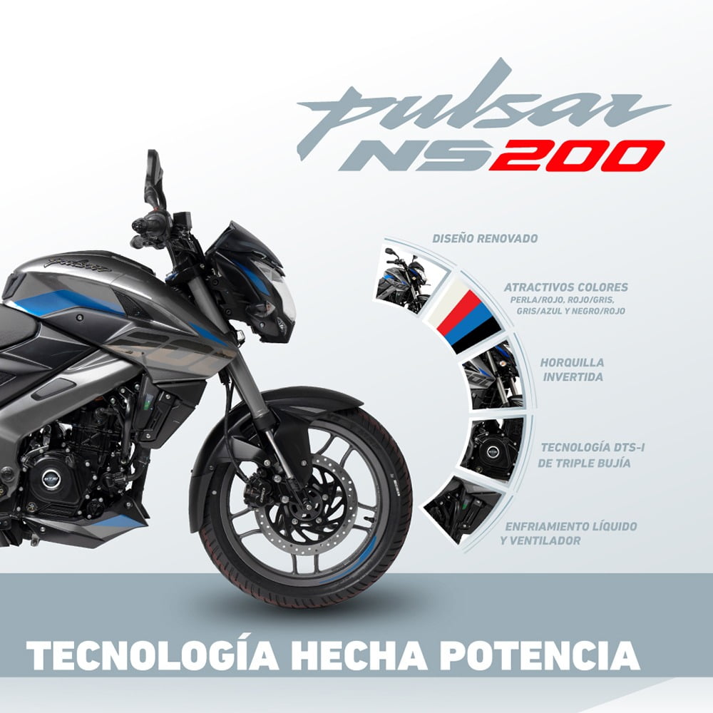 MOTOCICLETA BAJAJ DEPORTIVA PULSAR NS 200 GRIS UG 2024 2025 Bajaj