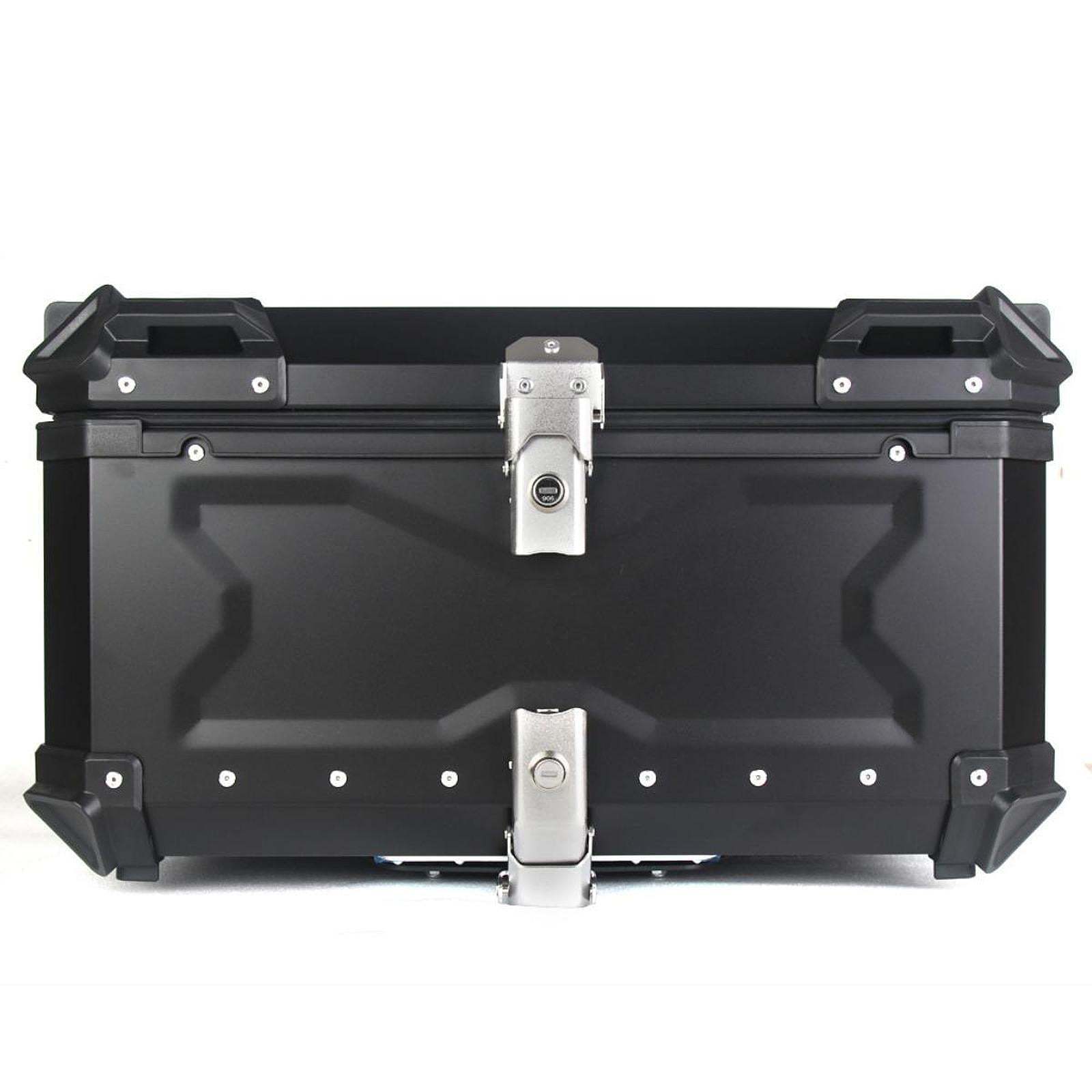 Baúl de motocicleta genérico, caja trasera, organizador de aluminio a prueba de golpes, caja para casco, baúl de almacenamiento de equipaje para 45L Plata