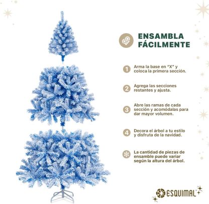 ESQUIMAL Árbol de Navidad Frondoso con Ramas Escarchadas, Pino Navideño (Azul Nevado, 1.8 m)