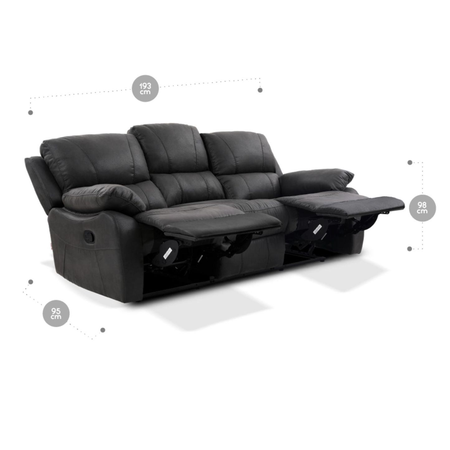 Sofá Reclinable Rosen Orson 3 Cuerpos Tela Manual Stone
