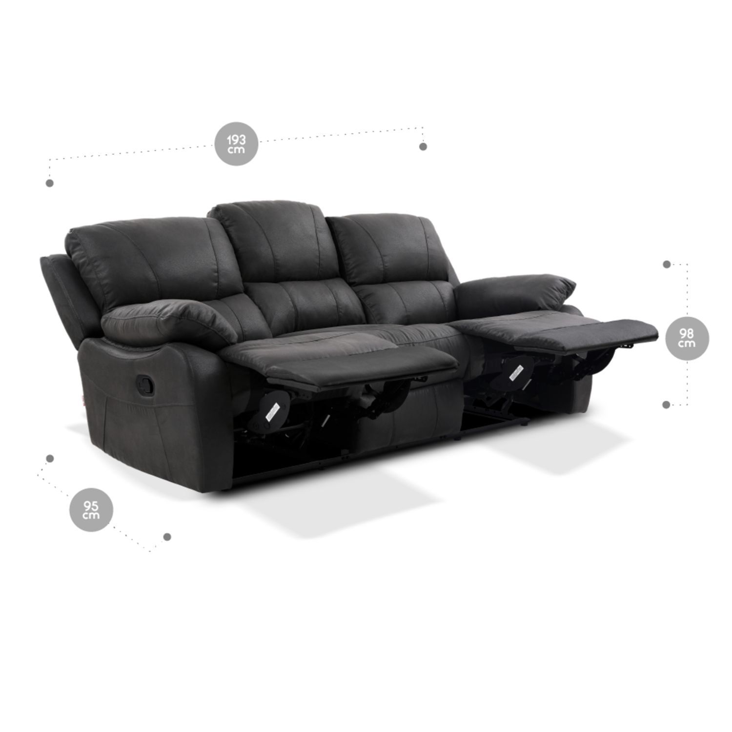 Sofá Reclinable Rosen Orson 3 Cuerpos Tela Manual Stone