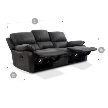 Sofá Reclinable Rosen Orson 3 Cuerpos Tela Manual Stone
