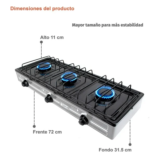 Combo TRIPLE FAMA Estufa 3 Quem, kit conexión y Tanque Super Flama Combo TRIPLE FAMA Estufa 3 Quem, kit conexión y Tanque