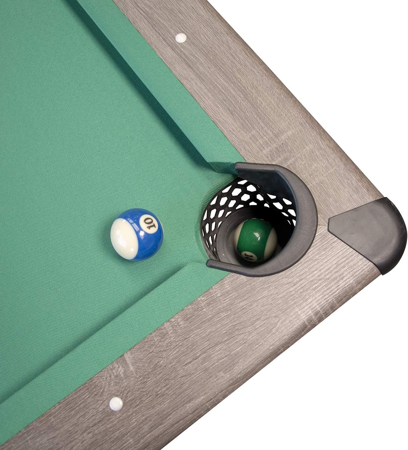 PLAY4FUN Mesa de Billar Convertible en Comedor | 2 en 1 Multifuncional | 226 x 126 x 80 cm | Tapete Verde con Retorno de Bolas | Accesorios Incluidos | Capacidad para 8 Personas | Color Gris