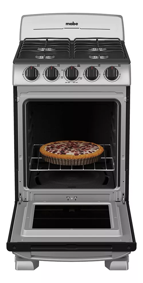 Estufa Mabe Em5032baps1 A Gas 4 Quemadores Plateada 120v Puerta Con Visor