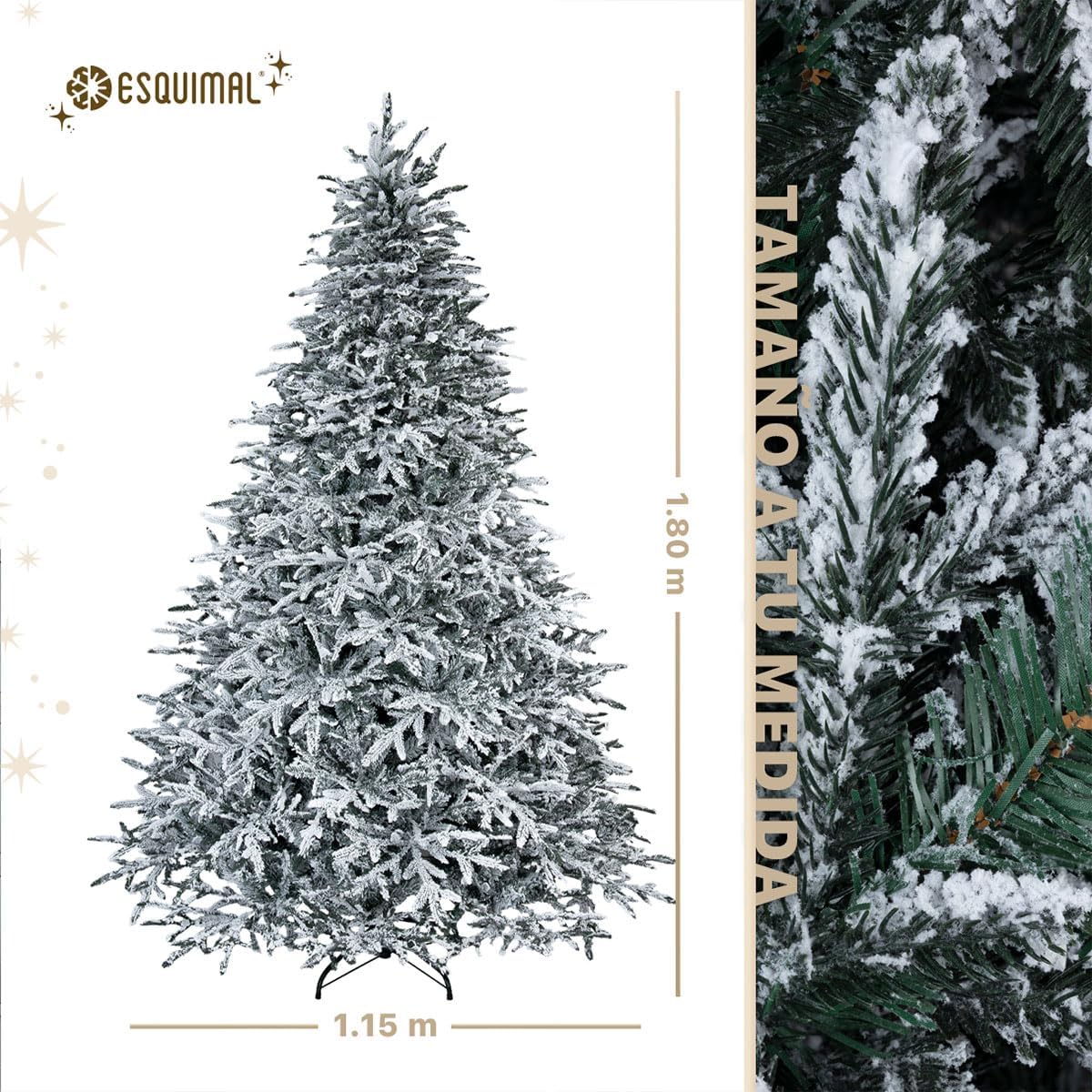 ESQUIMAL Árbol de Navidad Escarchado Ramas PVC y PE, Cedro del Himalaya Frondoso (Verde Nevado, 1.8 m)
