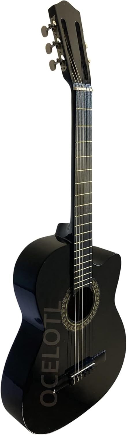 Guitarra Acústica Curva Ocelotl® Paquete Vital De Accesorios (Negro)