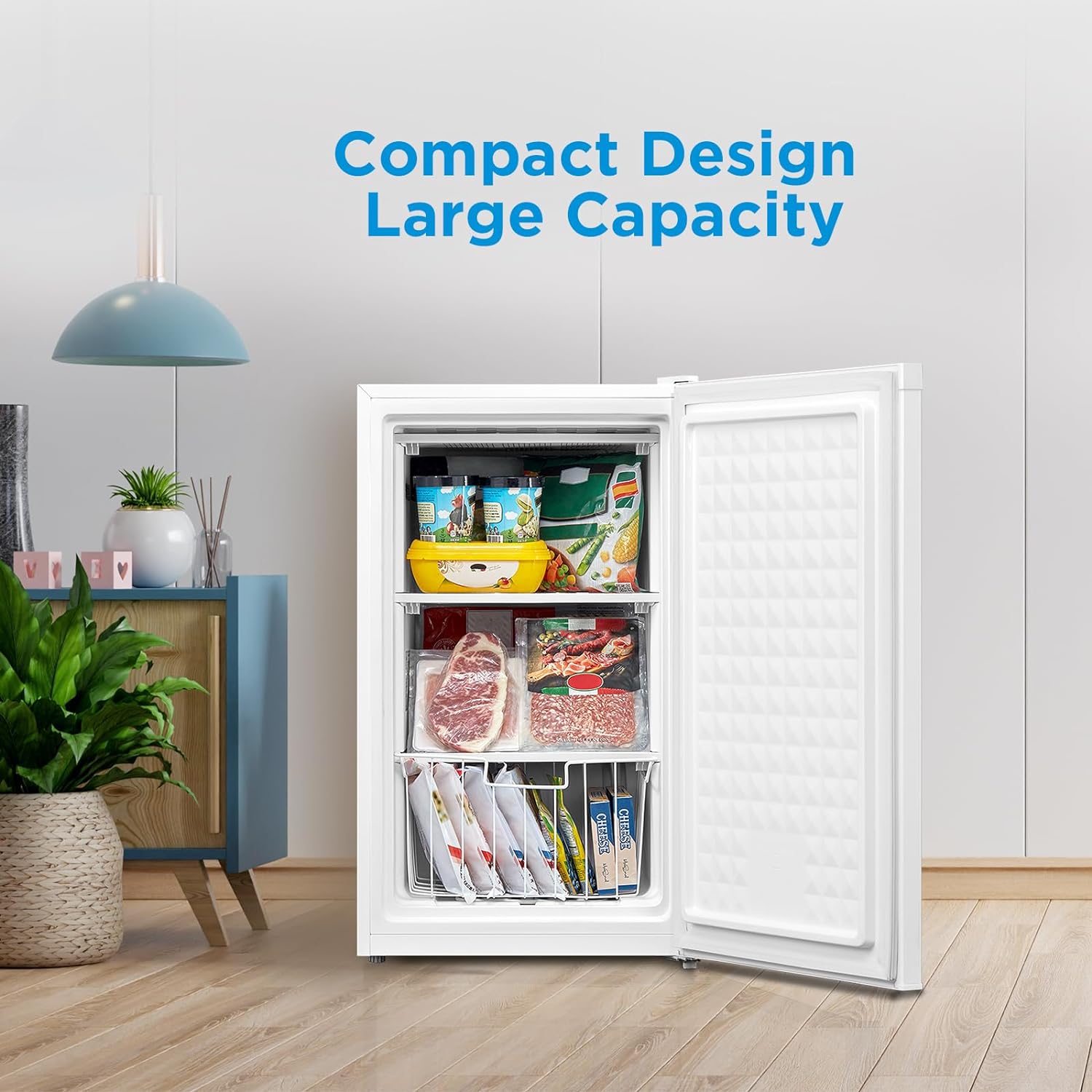 Midea WHS-109FW1 Refrigerador vertical, 3.0 pies cúbicos, blanco-----Abridor de botellas