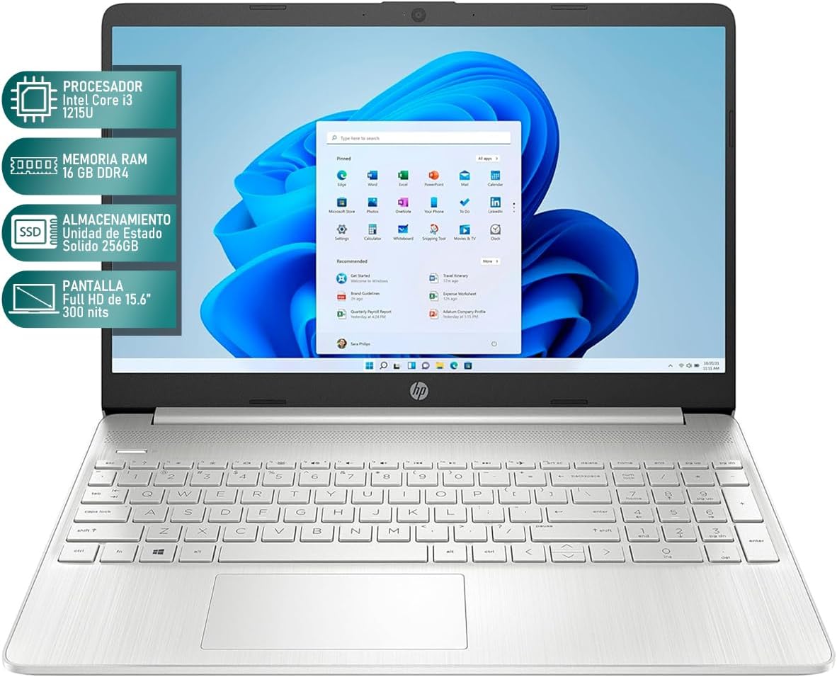 HP Laptop 15 Intel Core i5 1235U 16GB RAM 256GB SSD 15.6" Windows 11 Home Teclado en Ingles + Mouse DXT