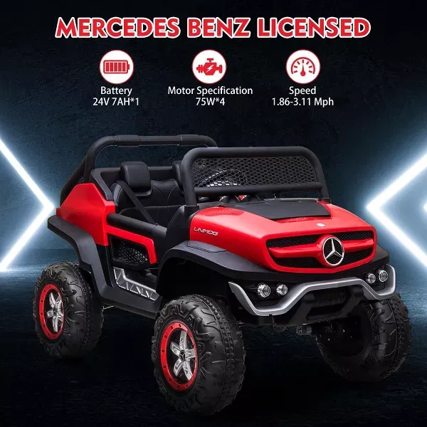Camión de paseo de 24V para niños, coche eléctrico de 2 plazas con licencia Mercedes Benz para niños pequeños, juguete para montar con Control remoto