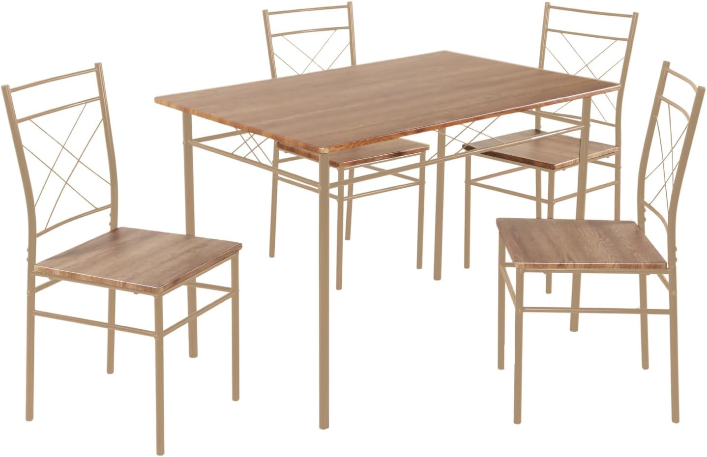 Kingshouse | Mesa de Comedor con 4 Sillas – Mesa de Madera MDF para 4 Personas – Estructura metálica – Moderna Minimalista – Juego de Mesa + 4 Sillas – Muebles para Cocina Restaurante y Cafeterías