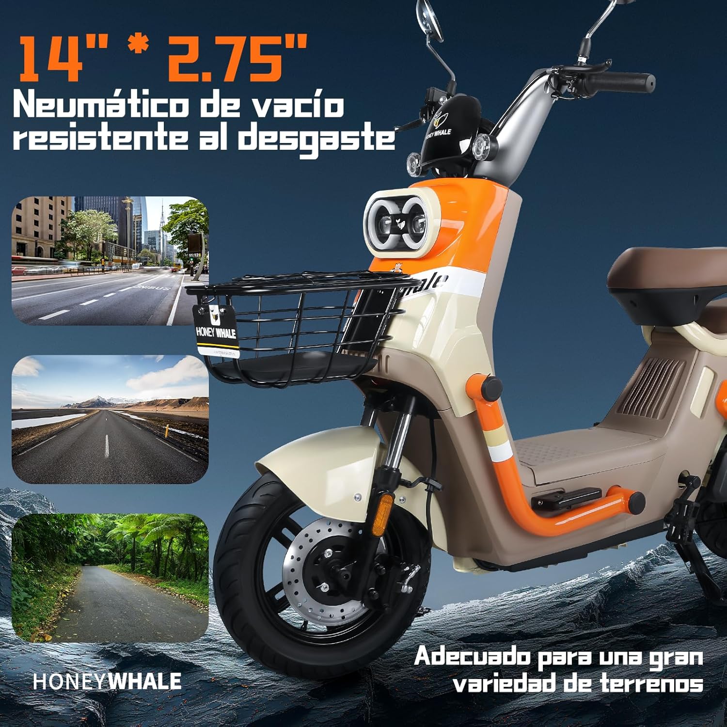 HONEYWHALE KC PRO Bicicleta Electrica para Adultos, Moto Electrica con Alarma, Potencia Motor Hasta 800W, Velocidad Máxima 45KM/H, Autonomía 60KM, Compatible con Desbloqueo NFC