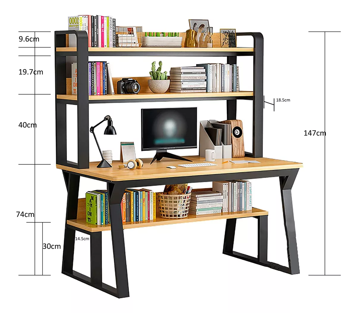 Computadora Mesa De Escritorio Con 2 Estantes 100cm