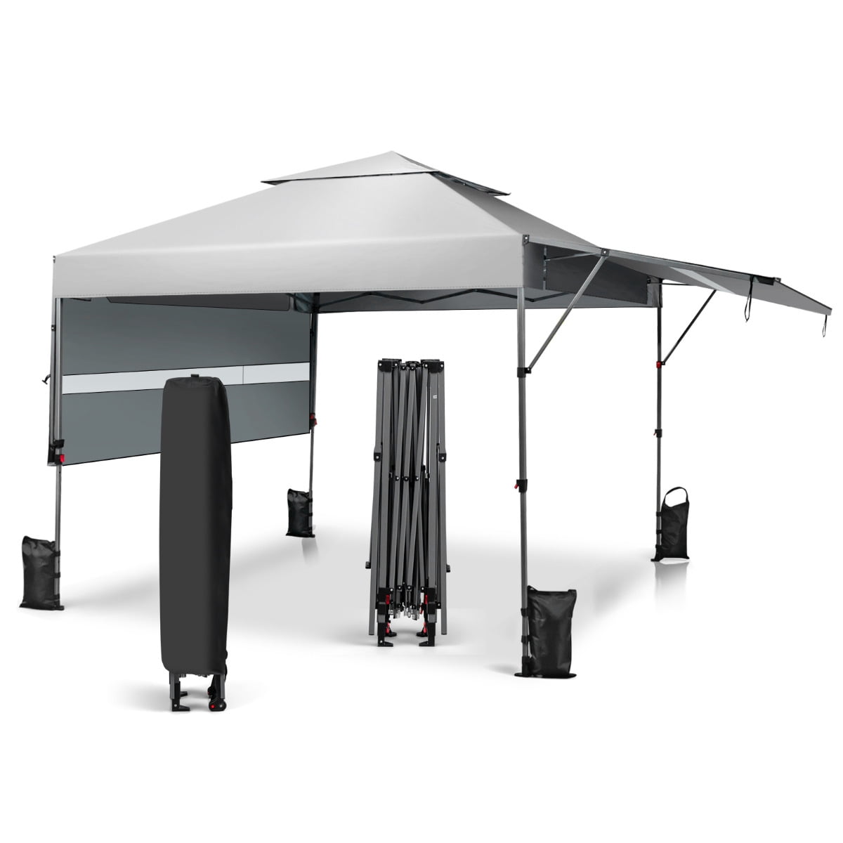 Costway 3x3m Pabellón Emergente Instantáneo Plegable para Exterior con Dos Mitades de Toldo Carpa Portátil Ajustable en Altura para Camping