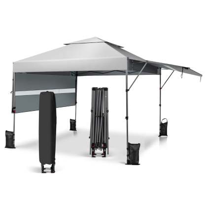 Costway 3x3m Pabellón Emergente Instantáneo Plegable para Exterior con Dos Mitades de Toldo Carpa Portátil Ajustable en Altura para Camping