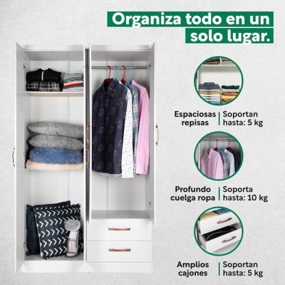 Kingshouse | Ropero De 6 Puertas con 2 Cajones – Color Café – Barra para Colgar – Estructura MDP – Mueble Organizador De Ropa – Armario para Casa, Recámara y Hogar