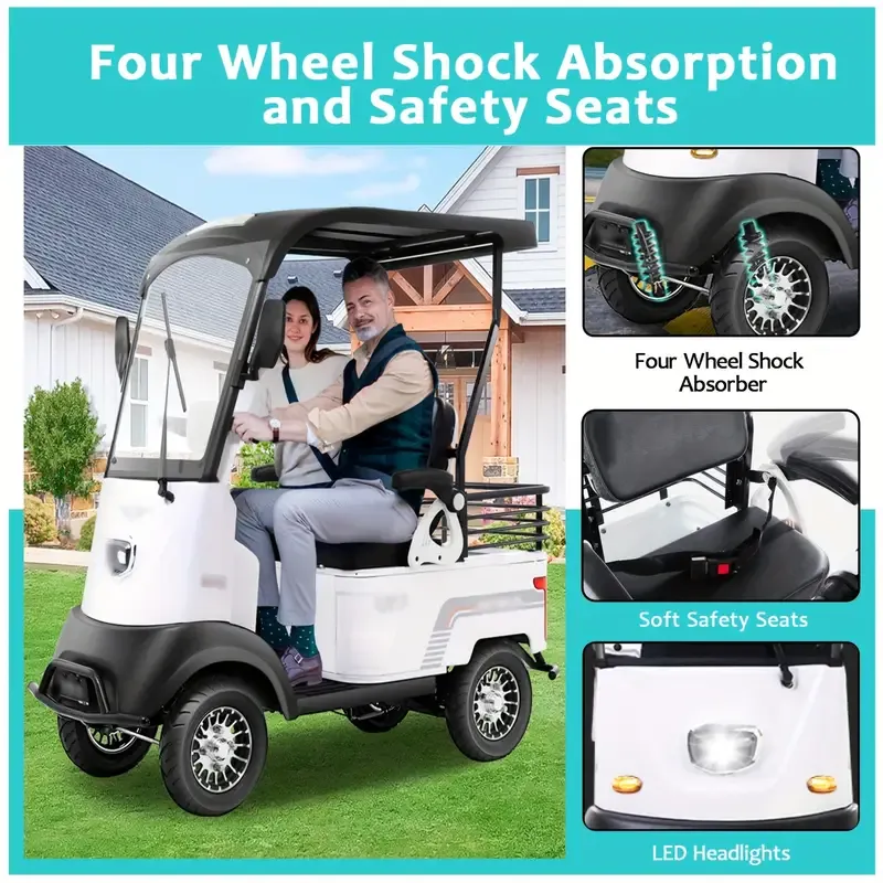 Scooter de movilidad de 4 ruedas para adultos, 50 millas de alcance, 18 mph, faro, cesta, cargador, llave remota, scooter de movilidad compacto y resistente para viajes, adultos, ancianos