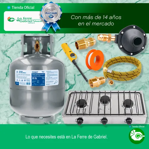 Kit Parrilla 3 Quedamores C/ Tanque Gas 9kg Y Instalacion Gris