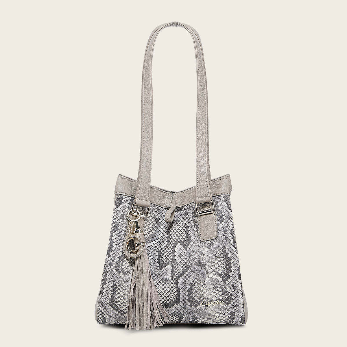 Bolso tote en piel genuina de pitón para dama