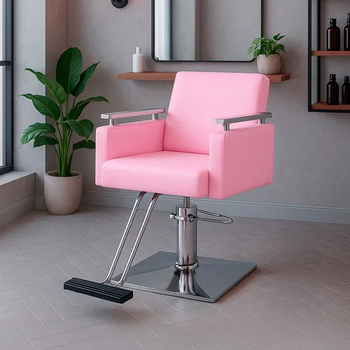 Sillon Silla Barberia Estetica Cuadrada 360° Moderna Color Rosa Tipo de respaldo Fijo Nanofort