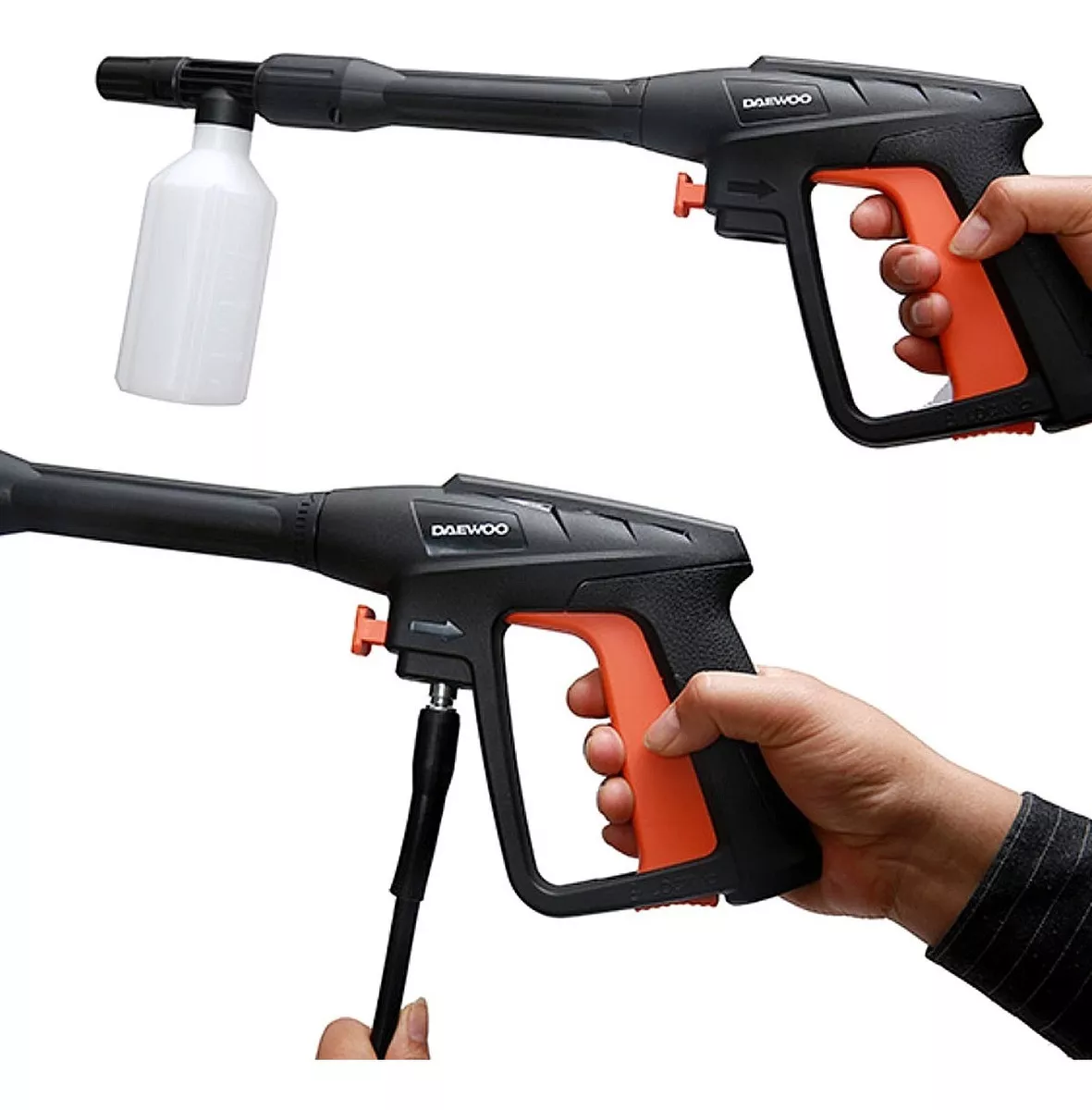 Hidrolavadora Alta Presión Daewoo Accesorios 1400w 1520 Psi Color Negro con Naranja