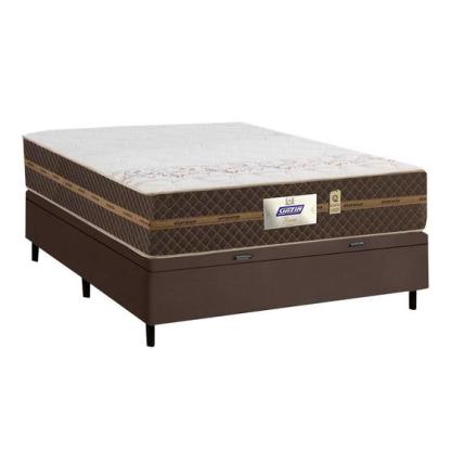 Cama Baúl Pareja Colchón Muelles Flora Marrón / Blanco 138x188x63cm - Gazin
