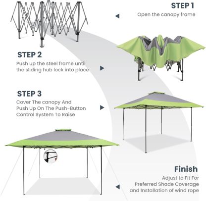 PHI VILLA - Toldo parasol con bloqueo UV de 4 x 4 m con kits de herramientas, pantalla de cenador para patio al aire libre, eventos de jardín-toallita mágica esponja