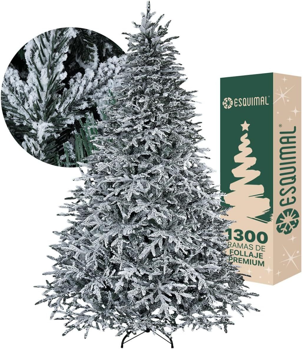 ESQUIMAL Árbol de Navidad Escarchado Ramas PVC y PE, Cedro del Himalaya Frondoso (Verde Nevado, 1.8 m)